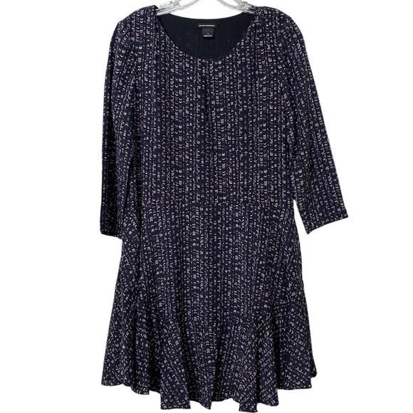 Club Monaco Junelle Silk Micro Chevron Print 3/4 Sleeve Short Dress - Picture 1 of 8